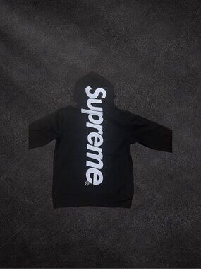 Supreme Satin Appliqué Hoodie Black Size S